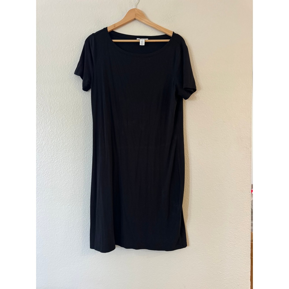 Daily Ritual‎ T-Shirt Dress Short Sleeve Scoop Neck Shift Size Large Black Exc